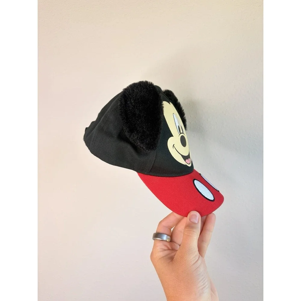 Disney Mickey Mouse Toddler Adjustable Baseball Cap Hat Black/Red Plush Ears